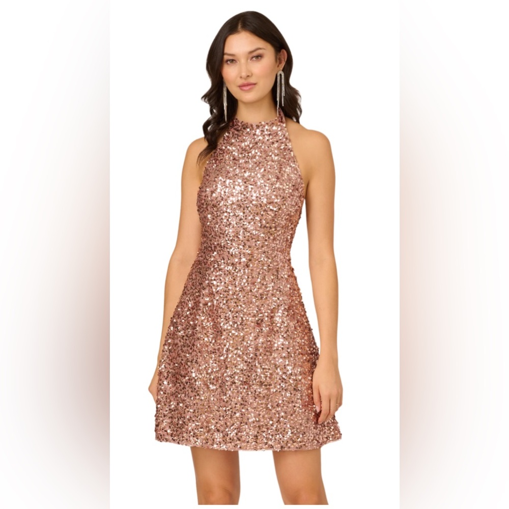 🆕NWT Liv Foster bronze sequin halter dress